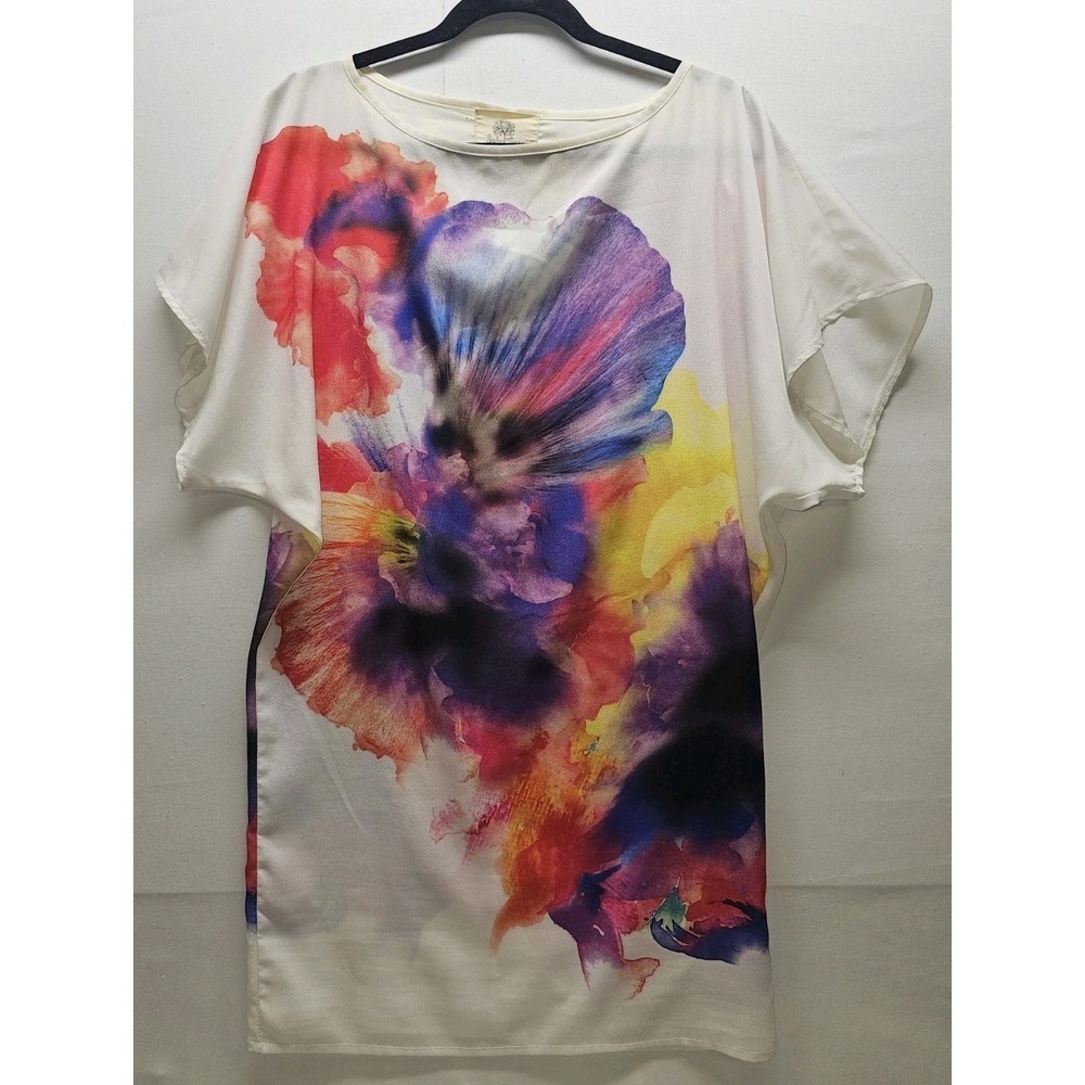 Sister Moses Watercolor Floral Tunic Dress Top Oversized Art Wear Kaftan Shift